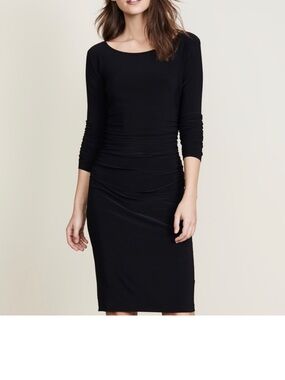 Norma Kamali Kamali Kulture Black Long-Sleeve Ruched Waist Sheath Dress
